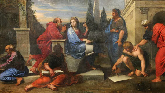 Michel Corneille the Younger: Aspasia surrounded by Greek philosophers.